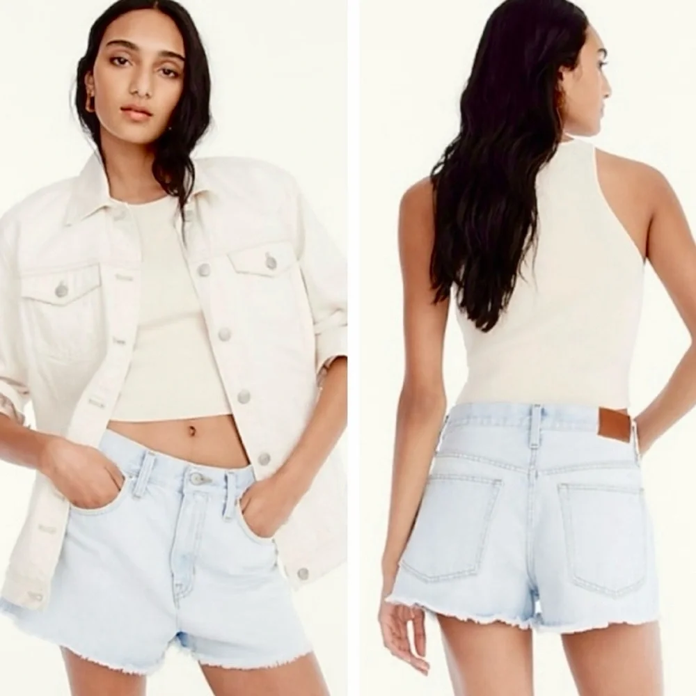 J. Crew BF381 Waterside Light Blue Wash Relaxed Denim Cutoffs Jean Shorts 29 - Picture 2 of 15